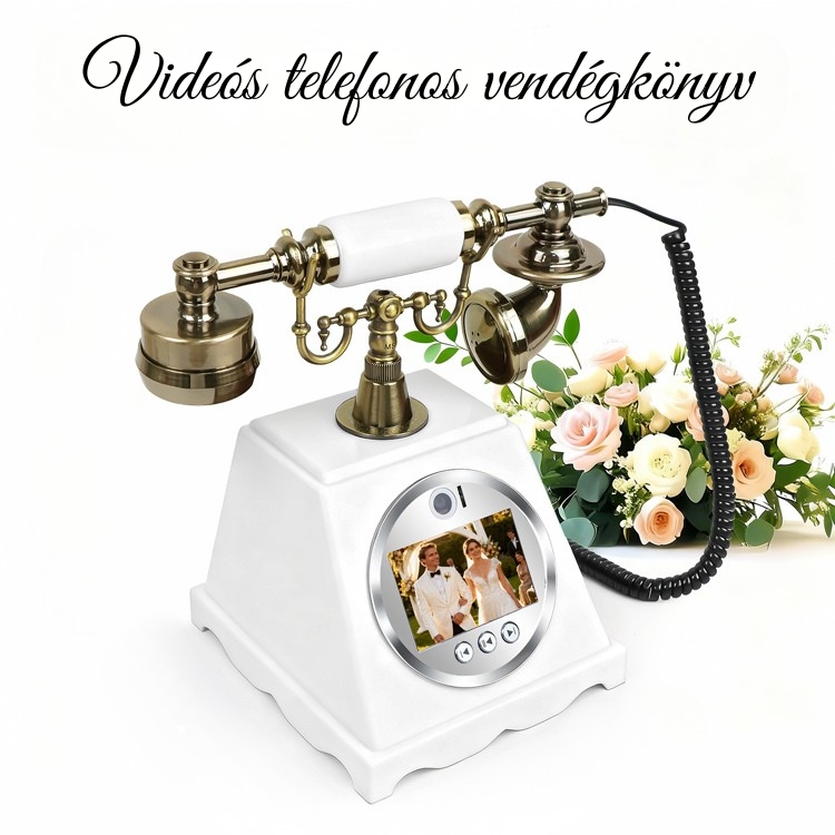 Videós telefonos vendégkönyv bérlés esküvőre – retro telefon videóüzenetek rögzítéséhez